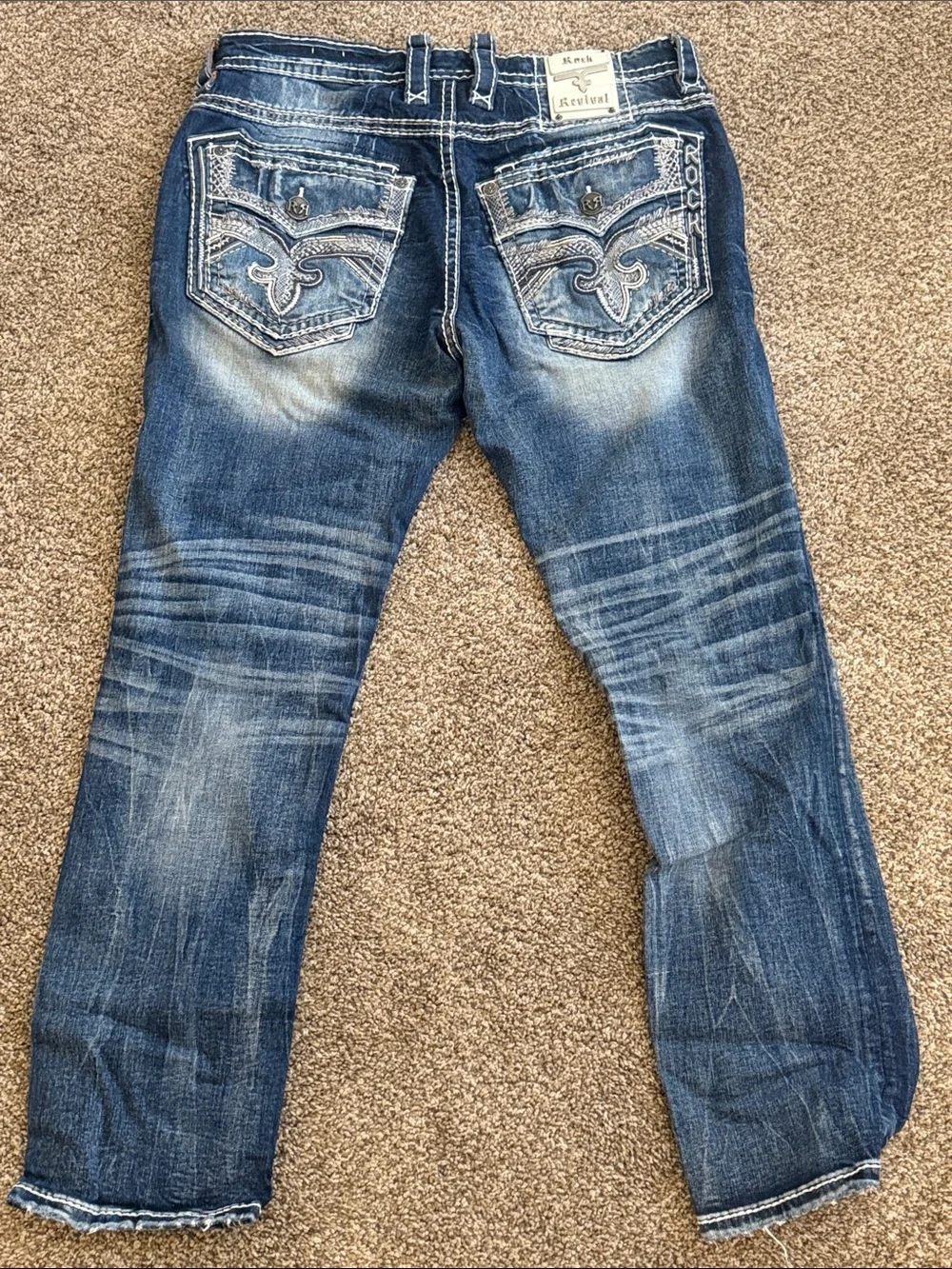 Rock Revival Distressed Medium Blue Denim Jeans